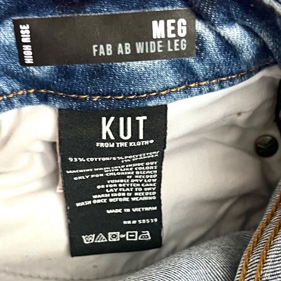KUT from the Kloth “Meg” Fab Ab,High-Rise Jeans, Light Wash,wide,Raw Hem,Size 8L - Picture 4 of 10